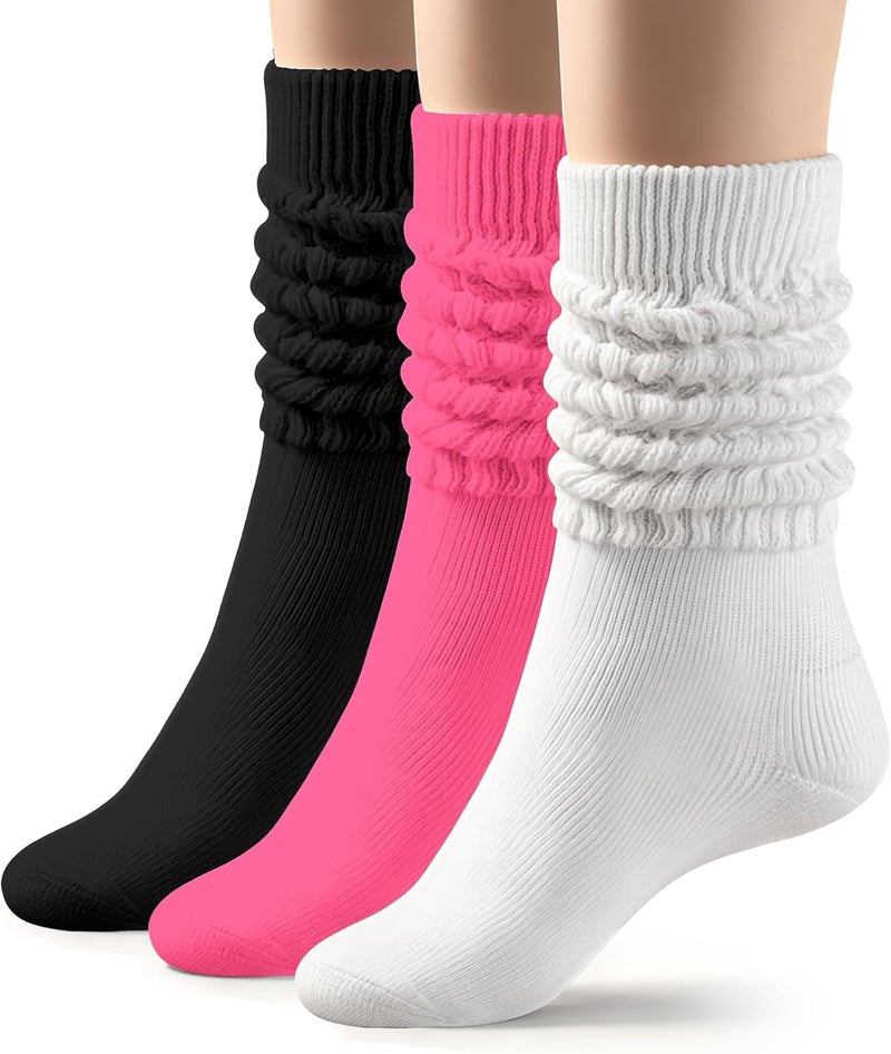 TRIITECH Store 3 Pairs Scrunchy Socks for Women,Slouch Socks Women Knee High Scrunch Socks Size 5-11 - Image 1